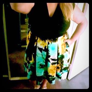 Black and Floral Twofer Dress with pockets!